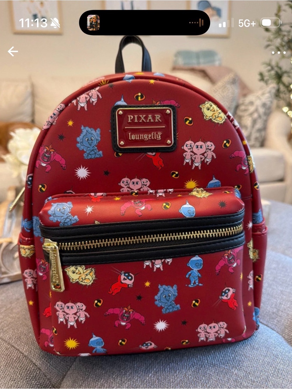 Loungefly Red Pixar Kids Mini Backpack with Character Print